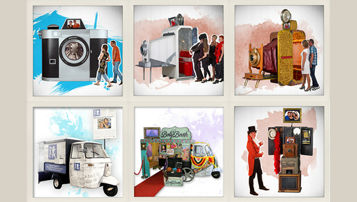 Een photobooth of fotobox in verschillende thematische gedaantes als animatie op je event